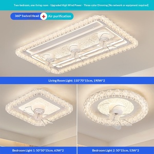 Modern Minimalist <b>Fan</b> Light Living Room Dining Room Shaking <b>Head</b> Suction Top <b>Fan</b> Light Light Light Luxury Square Bedroom Shaking - Product Image 6