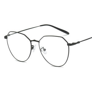 Q4-2357 Montura de Gafas Metálicas Irregulares, Montura Completa, Lentes Planas, Anti-UV, Anti-Luz Azul, Lentes de Repuesto para Mujer - Product Image 2