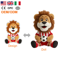 Fabricant de peluches personnalisées Lion, Mascottes sportives Lion, Peluches de championnat de football, Animaux en peluche mascotte OEM/ODM