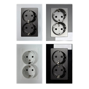 Enchufe Doble Europeo de 16A AC220V con Panel de Vidrio Templado en Negro, Blanco, Dorado y Gris para Uso Doméstico - Product Image 4