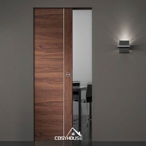 ประตูบานเลื่อนกระจกแบบซ่อนผนัง ดีไซน์กระจกฝ้าใส สำหรับห้องนอน ห้องใต้ดิน ห้องรับประทานอาหารสไตล์ร่วมสมัย - Product Image 3