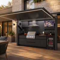 Meuble de cuisine extérieur moderne sur mesure de 2,5 m en acier inoxydable 304, avec évier et rangement modulaires pour barbecue