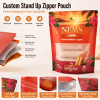 Sachet d'emballage personnalisé 450g pour chips, rouleaux de printemps et pizzas, en PE, avec fermeture éclair, impression héliogravure et fenêtre transparente