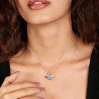 Collier élégant en forme de planète Moyu Jewelry avec zircon, plaqué platine, pendentif en argent 925