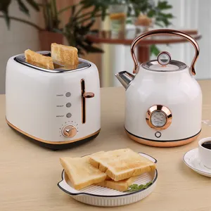 Superior Household Retro Breakfast Collection Edelstahl Elektro Toaster und Wasserkocher Set