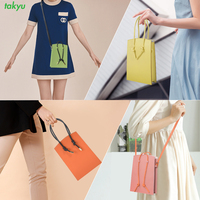 Airy Tas Tangan Kulit Persegi Panjang, Tas Selempang Kecil, Dompet Ponsel Pintar Universal Minimalis, Santai, Kulit Biru