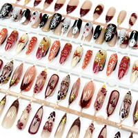 Faux ongles faits main en ABS, style gothique sombre, design Y2K Spicy Girl, pour les doigts, forme cercueil longue