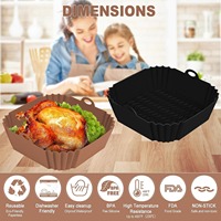 Tapis de cuisson réutilisable en silicone épais pour friteuse à air, carré de 9 à 8 pouces, hauteur de 2,36 pouces, compatible avec les friteuses de 3 à 8 QT, antiadhésif, approuvé par la FDA