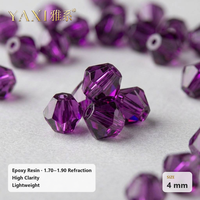 Perles Bicones Facettées en Strass Petunia en Résine Époxy, Perles Libres avec Trou pour Organdy, Georgette, Mousseline, Interlock et Boucle