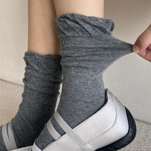 Women's Pure Cotton Mid Calf Slouch Socks Solid Color Breathable Thin Maternity Socks Seamless Ballet Style - Product Image 4
