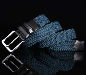 旅行する若者のための毎日の摩耗3.4cm幅の亜鉛合金ピンバックル調節可能なストレッチ編組ポリエステルウェブベルト - Product Image 6