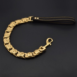 Collar de cadena de perro con cierre de cabeza de calavera dorada de acero inoxidable de 32MM para perros grandes, collares de peso para perros - Product Image 2
