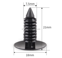 Clips pour arbre de Noël à enfoncer, nervurés, noirs et blancs, rivets à enfoncer en plastique barbelé, 18x7.5x21mm, brillants