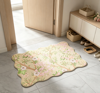 Tapis antidérapants imperméables en mousse PVC florale 2 pièces, anti-fatigue et rembourrés, pour cuisine, buanderie, chambre – Faciles à nettoyer, modernes