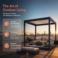Pergola manuelle en aluminium durable toutes saisons, imperméable, pour balcon, patio, jardin