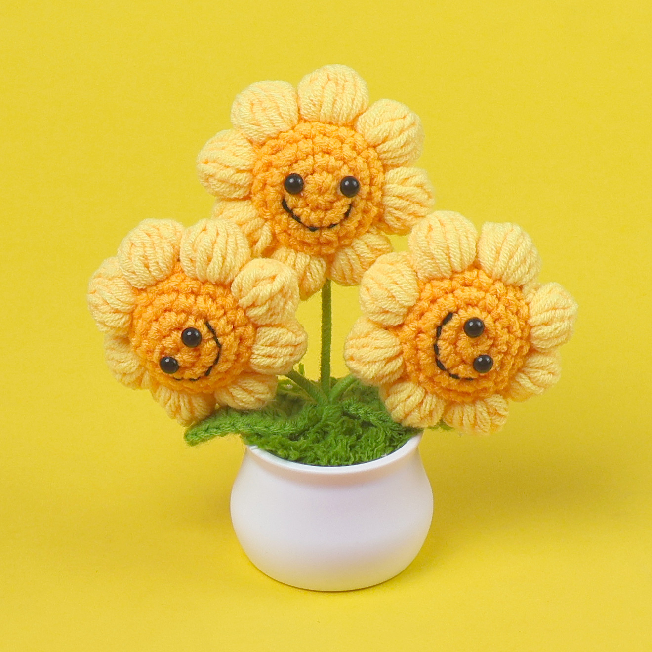 3-head 4-circle smiling face potted plant-yellow