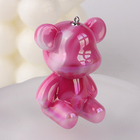 Vente en gros de pendentifs porte-clés en acrylique en forme d'ours en peluche, colorés, tie-dye, plaqués UV, tendance, mignons, 49x38mm, accessoires pour sacs cadeaux