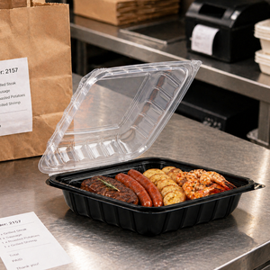 8inch 650ml Customizable Reusable Takeaway Lunch Bento Box Plastic <b>Microwave</b> Safe Food Container with <b>Lids</b> - Product Image 1