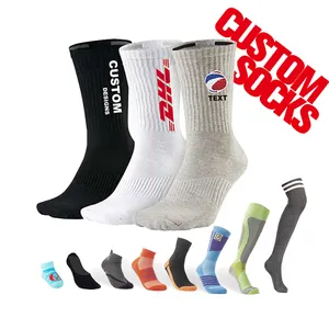 No MOQ Custom Made Jacquard Embroidered Logo Thick Athletic Crew Socks Sport Socks Custom Logo Socks Custom
