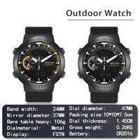 Montre numérique de luxe pour homme North Edge Shanghai, alarme, sports de plein air, natation 50M, altimètre, baromètre, boussole, lumineuse, noire
