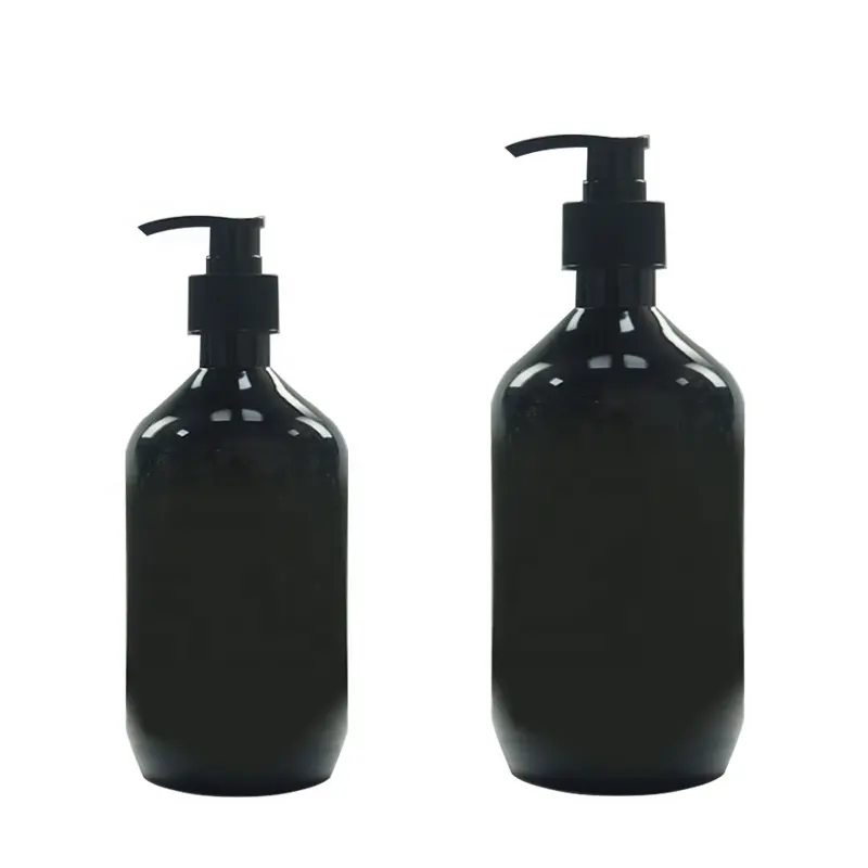 שחור פלסטיק יד כביסה נוזל בקבוק משאבת קרם בקבוק 300ml 500ml תווית יצרנית שמפו/גוף לשטוף בקבוק עבור בית
