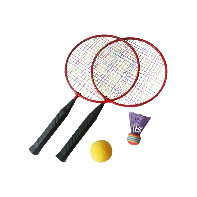 Çocuklar için uygun dahil bir badminton ve bir PU yumuşak top kırmızı genç kısa saplı mini badminton raketi seti