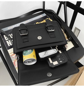 Borsa in pelle all'ingrosso borsa <span class=keywords><strong>Messenger</strong></span> di marca personalizzata alla moda stile britannico a tracolla borsa per telefono a vendita calda PU per le donne e gli uomini neri - Product Image 5