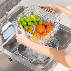 Double Layer Vegetable Washing Basket Plastic Fruit Drain Basket Kitchen Colander Strainer For Fruits Vegetables Storage - Product Image 1