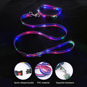 SinSky-Conjunto de <span class=keywords><strong>collar</strong></span> de correa de perro LED para mascotas, correas brillantes impermeables de PVC, correa de <span class=keywords><strong>collar</strong></span> de perro Led para mascotas, seguridad para caminar de noche - Product Image 3