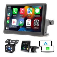 Monitor Mobil Portabel 7 Inch IPS, Proyeksi Layar Nirkabel, Carplay Android Auto dengan Kamera Mundur