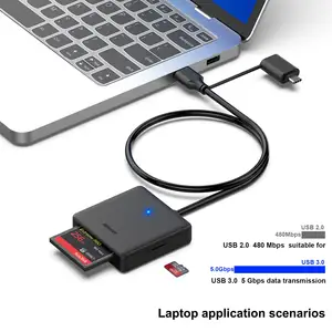 メモリカードリーダー、BENFEI 4 in1 USB USB-C to SD MSCFカードリーダーアダプターiPhone15Proと互換性があります