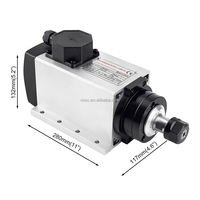 Moteur de broche ATC à refroidissement par air Viextro ER20 24000 tr/min, forme carrée, 2,2 kW - ER20, neuf pour le perçage CNC DIY