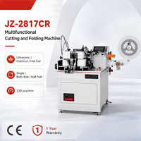 Équipement de découpe et de pliage d'étiquettes à ultrasons à haute vitesse JZ-2817CR, 230 pièces/min, styles de pliage multiples, découpe à chaud et à froid, pour usine textile