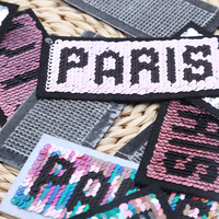 Patchs de lettres réversibles à paillettes « PARIS, VIP, STAR », lettres brodées thermocollantes DIY pour vêtements et accessoires