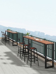 Commerciële <span class=keywords><strong>Outdoor</strong></span> Bar Tafel 1214 Hoge Voet Smalle Tafel En Stoel Combinatie Voor Balkon Buiten Eetmeubilair - Product Image 2