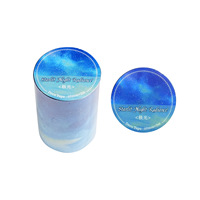 1 rouleau de ruban adhésif PET, série Night Isle Starlight, thème ciel étoilé, décoration de paysage, matériel pour carnets faits main, adhésif réutilisable