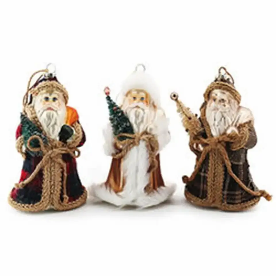 Hot Sale Xmas Craft Glitter Decor Gold Christmas Resin Grandpa Holding Sisal Tree Santa Best Made Toys For Christmas 2022