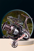 Moulinet de pêche à la ligne HA Antique Bronze Micro Spinning, entièrement métallique, gaucher, rapport de transmission 4.1:1, poids 550g, longue portée