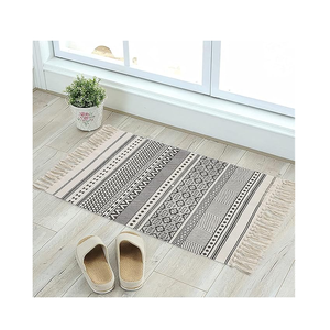 พรมผ้าฝ้ายพิมพ์ลายสไตล์โบฮีเมียนพรมทอมือแบบพู่ถักพรมปูพื้นสำหรับห้องนั่งเล่นชุดตกแต่งบ้านพรมพื้นที่ที่ไม่เหมือนใคร - Product Image 3