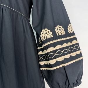 ผู้ผลิตเสื้อผ้าสตรี OEM ชุดเดรสยาวปักลายติดกระดุม - Product Image 3