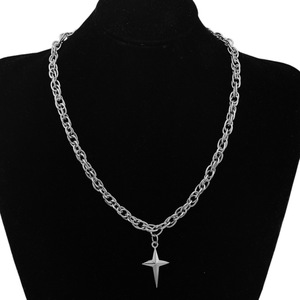 New Retro <b>Titanium</b> Steel Starlight Shaped Pendant Necklace Simple Niche Design Hiphop Style Unisex's Necklaces Fashion Jewelry - Product Image 5