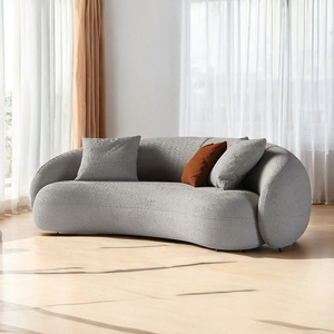Conjunto de sofá Seccional de terciopelo de peluche moderno italiano Diseño minimalista simple Dormitorio grande Sala de estar Sofá De Luna - Product Image 2