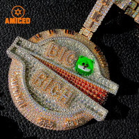 Pendentif Hip Hop Moissanite Personnalisé Plaqué Or Iced Out, Collier avec Pendentif Lettre Nom Personnalisé