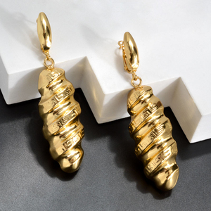 Boucles d'oreilles pendantes en laiton plaqué or de haute qualité, forme goutte d'eau, couleur or, pour femmes, taille personnalisable, usage quotidien - Product Image 1