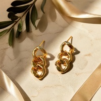Boucles d'oreilles pendantes en chaîne de cuivre plaqué or 18 carats pour femmes, bijoux géométriques volumineux à la mode, vente en gros