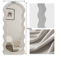 Promotion nouveau long debout en gros salon irrégulier grands miroirs en peluche décor encadré bois pleine longueur arc miroir