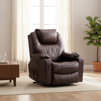 Canapé inclinable électrique en cuir brun foncé pour salon moderne et luxueux, avec appui-tête et repose-pieds réglables