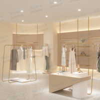 Kainice Présentoir à Vêtements Personnalisé sur 3 Niveaux, Étagère Murale Rose Gold en Acier Inoxydable pour Magasin, Chaussures et Sacs à Main
