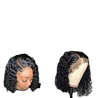 Perruque synthétique Lace Front Bob Deep Wave de 14 pouces, densité 150%, sans colle, résistante à la chaleur, pour femmes, vente en gros
