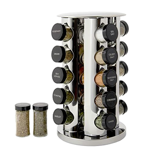Support rotatif en acier inoxydable pour épices étagère à condiments ensemble de pots d'assaisonnement support de rangement de cuisine à vendre - Product Image 1